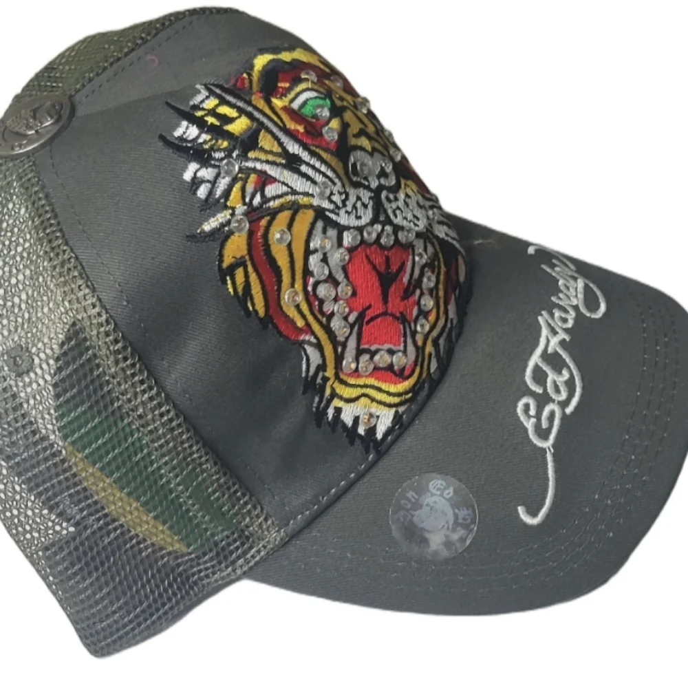 Ed Hardy Green Hat with Vibrant Embroidery Nwt